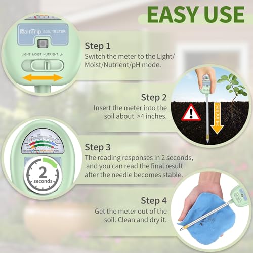 Raintrip 4-In-1 Soil Tester, No Battery Required - Image 5