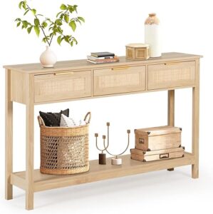 LAZZO Rattan Console Table With Storage Drawers