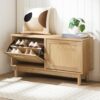 HOOBRO Rattan Shoe Bench With Storage, NL51HX01