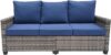 TARKARI Rattan Sofa With Navy Blue Cushions