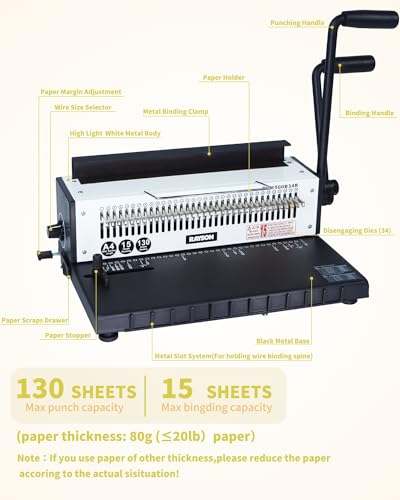 RAYSON TD-1500B34R Binding Machine, 3:1 Wire-O Binder - Image 2