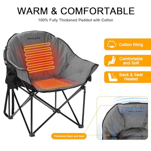 REALEAD Oversized Heated Camping Chair With Heating - Image 5