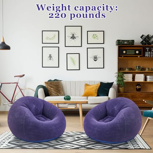 Realspring Inflatable Lazy Sofa Blow Up Chairs (Blue, 2 Pcs) - Image 4