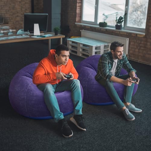 Realspring Inflatable Lazy Sofa Blow Up Chairs (Blue, 2 Pcs) - Image 2