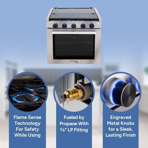 RecPro RV Stove Black Finish Gas Range - Image 4
