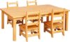 ECR4Kids Rectangular Hardwood Table With Chairs, Honey