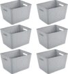Sterilite Rectangular Weave Pattern Tall Basket, Cement