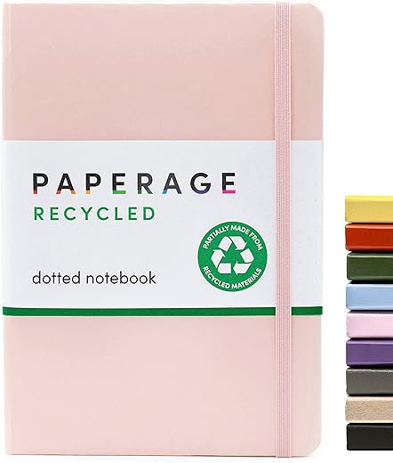PAPERAGE Recycled Dotted Journal Notebook, Pink Blush