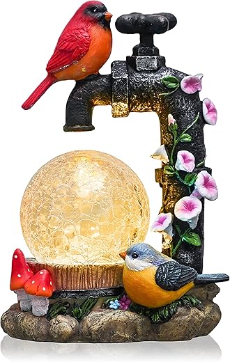TERESA'S COLLECTIONS Red Cardinal Bird Statues With Solar Lights