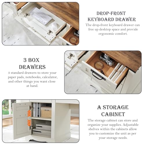 RedLemon Farmhouse Executive Desk With Drawers - Image 5