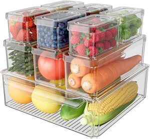 SpaceHacks Refrigerator Organizer Bins With Lids