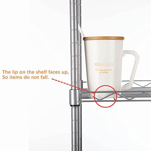 REGILLER 5-Wire Metal Storage Rack, Adjustable Shelves - Image 5