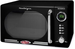 Nostalgia Retro Compact Countertop Microwave Oven – Black