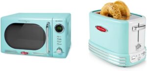 Nostalgia Retro Compact Microwave & Toaster Set