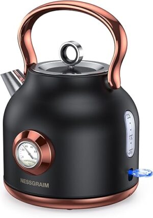 NESSGRAIM Retro Electric Kettle, 1.7L Stainless Steel