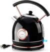 Pukomc Retro Electric Kettle, Stainless Steel, 1.7L