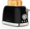 CROWNFUL Retro Stainless Steel 2-Slice Toaster