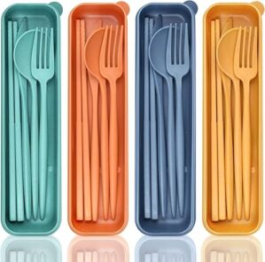 DISSKNIC Reusable Wheat Straw Travel Utensils Set