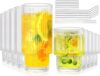 Lvtrupc Ribbed Glass Cups Set – 10Pcs