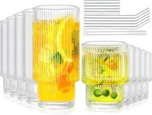 Lvtrupc Ribbed Glass Cups Set - 10Pcs