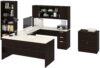 Bestar Ridgeley Executive Desk With Hutch, White Chocolate