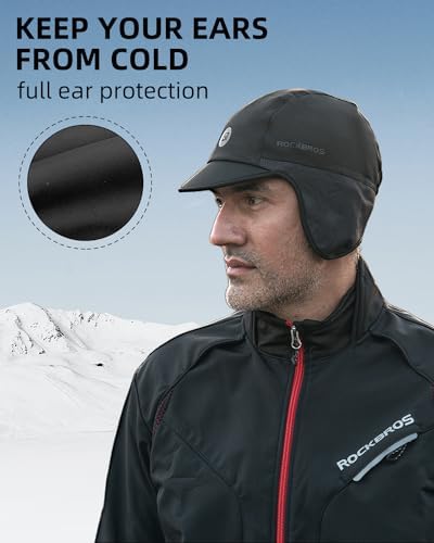 ROCKBROS Winter Windproof Cycling Hat With Visor - Image 2