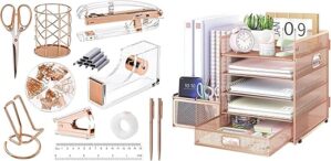EOOUT Rose Gold Office Supplies Desk Combo