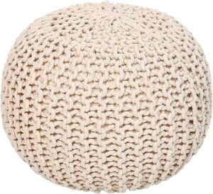 REDEARTH Round Pouf Ottoman – Cable Knitted Poof