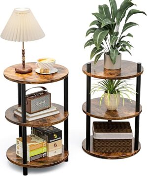 Frylr Round Side Table With Metal Frame