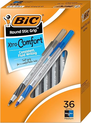 BIC Round Stic Grip Assorted Ballpoint Pens