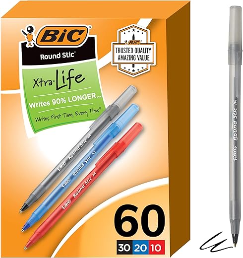 BIC Round Stic Xtra Life Assorted Ink Pens