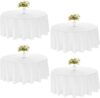 JALANCY Round White Polyester Tablecloth, 4 Pack