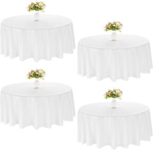 JALANCY Round White Polyester Tablecloth, 4 Pack