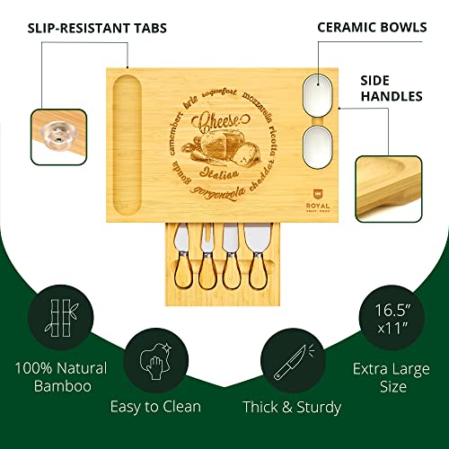 ROYAL CRAFT WOOD Bamboo Cheese Board And Knife Set - Image 2