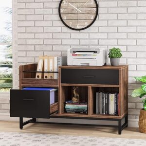 Tribesigns Rustic Brown File Cabinet With Drawers