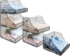 Sonyabecca Rustic Stackable Metal Wire Baskets