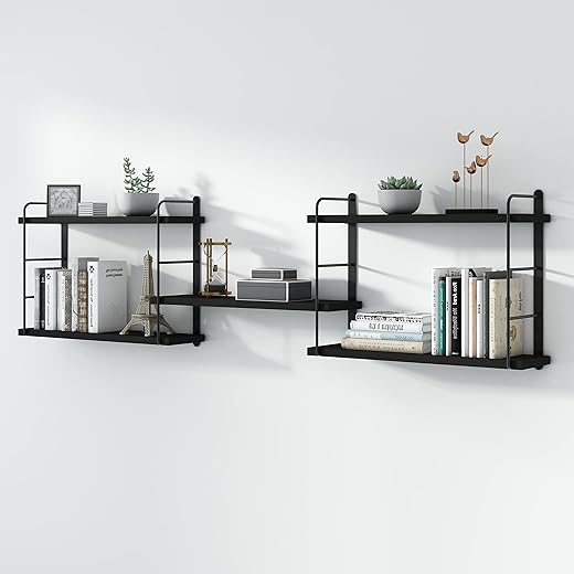 MXCSE Rustic Wood Wall Shelves, Easy Installation (5, Black)