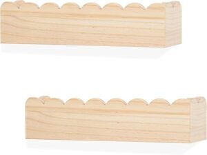 PHOENANCEE Scalloped Nursery Bookshelf Set, Wood Shelves