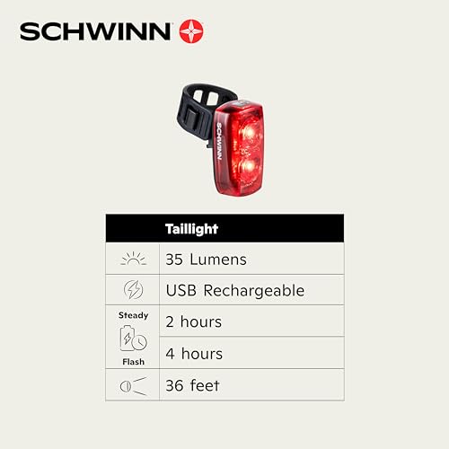 Schwinn Rechargeable Bike Tail Light, 80 Lumens - Image 2