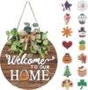 RoseCraft Seasonal Welcome Sign Front Door Decoration