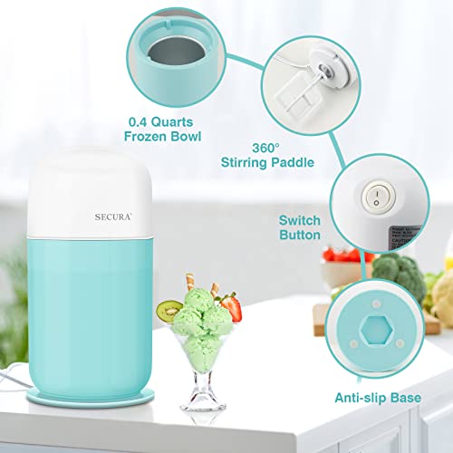 Secura Mini Ice Cream Maker, 0.4QT, Aqua - Image 4