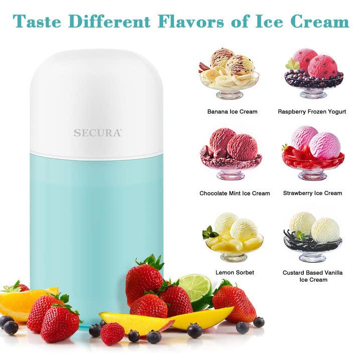 Secura Mini Ice Cream Maker, 0.4QT, Aqua - Image 2