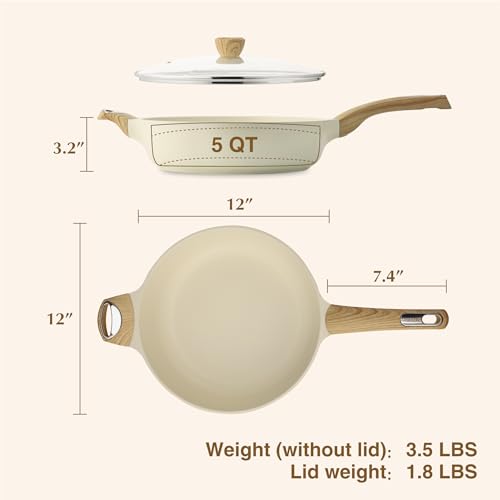 SENSARTE 12 Inch Nonstick Deep Frying Pan - Image 5