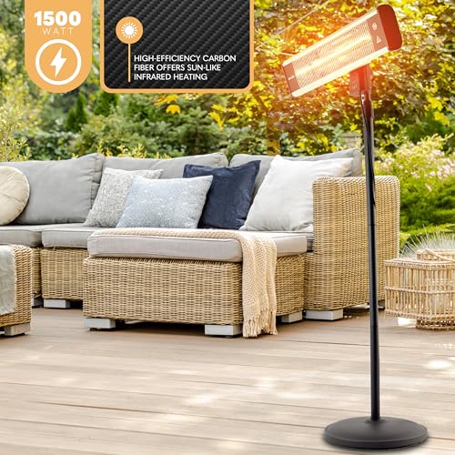 SereneLife Infrared Electric Patio Heater, Portable Stand, 1500 W - Image 3