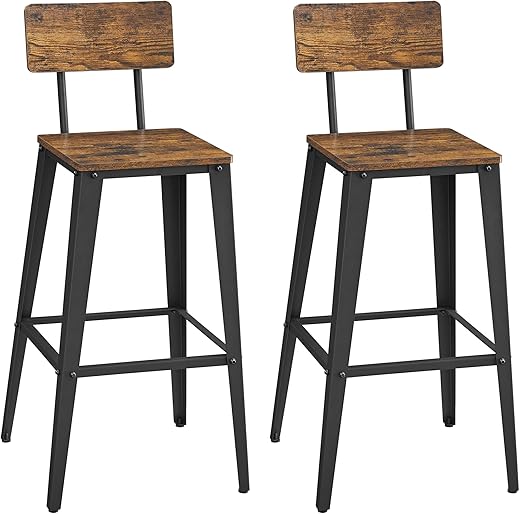 VASAGLE Set Of 2 Tall Bar Stools ULBC078B01