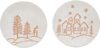 One Holiday Way Set Of 2 White Stoneware Christmas Plates