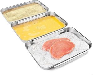HULISEN Set Of 3 Stainless Steel Breading Pans