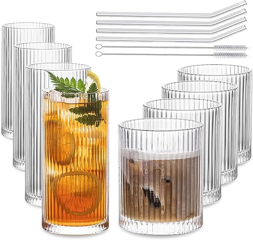 INSETLAN Set Of 8 Vintage Glassware