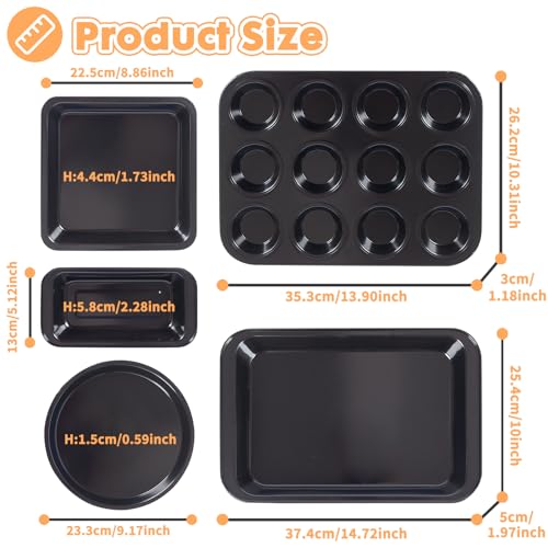ShellKingdom 5PCS Nonstick Bakeware Set (Black) - Image 2