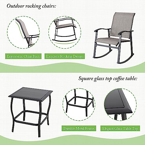 Shintenchi 3 Piece Outdoor Rocking Bistro Set - Image 3